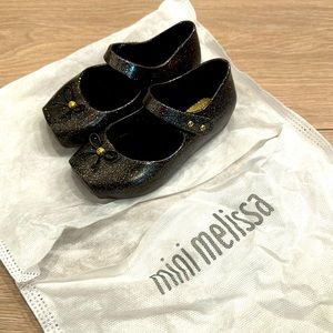 Mini Melissa Multicolor glitter square toe ballet flat